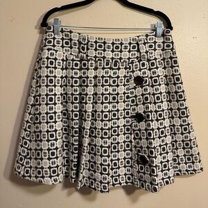 Pura Vida Textured Button Front Mini Skirt Brown Cream NWT Size 12